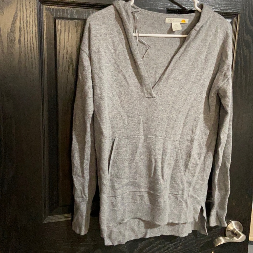 Gray hooded sweater